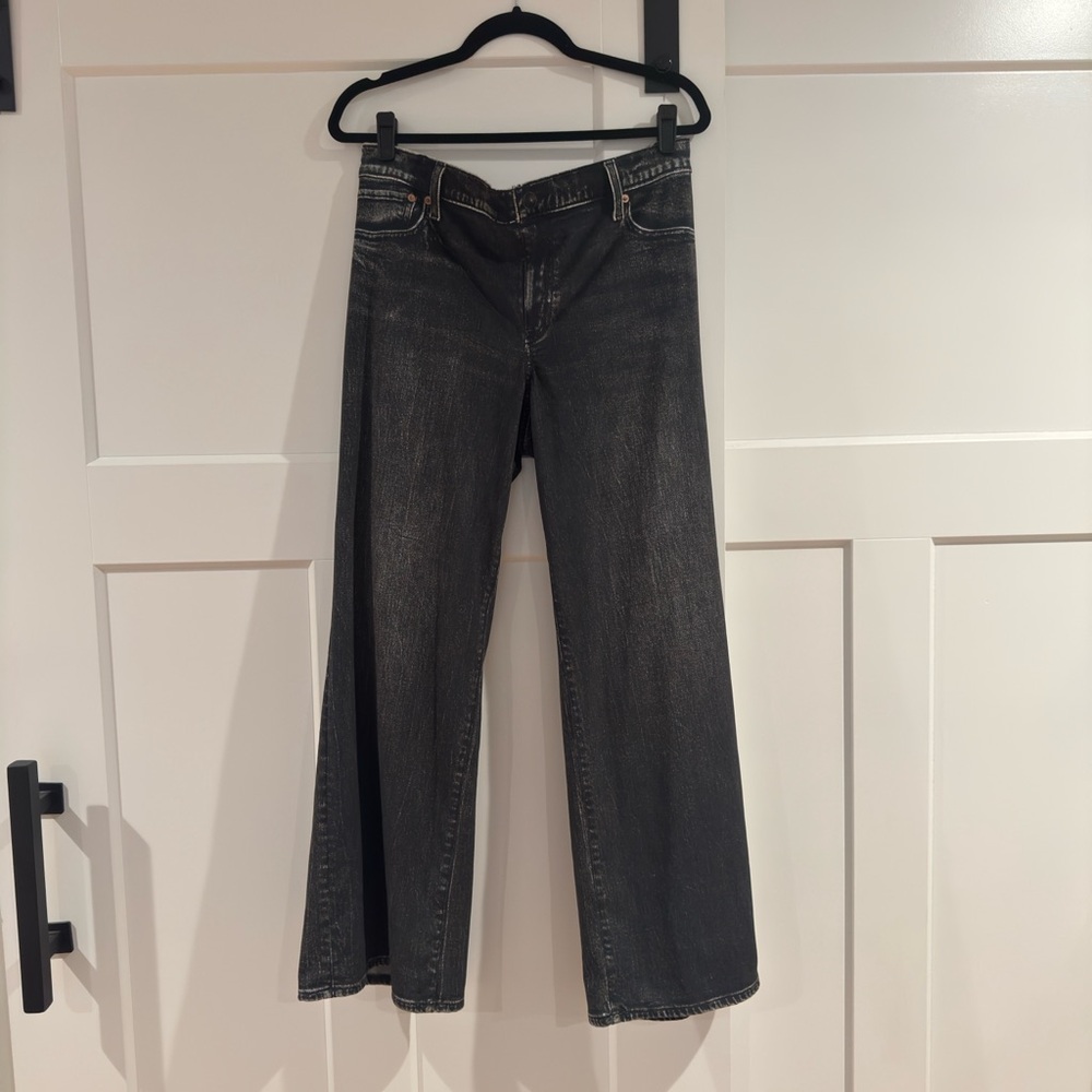 American Eagle Outfitters Dark Gray Wide Leg Jogger Faux Jeans